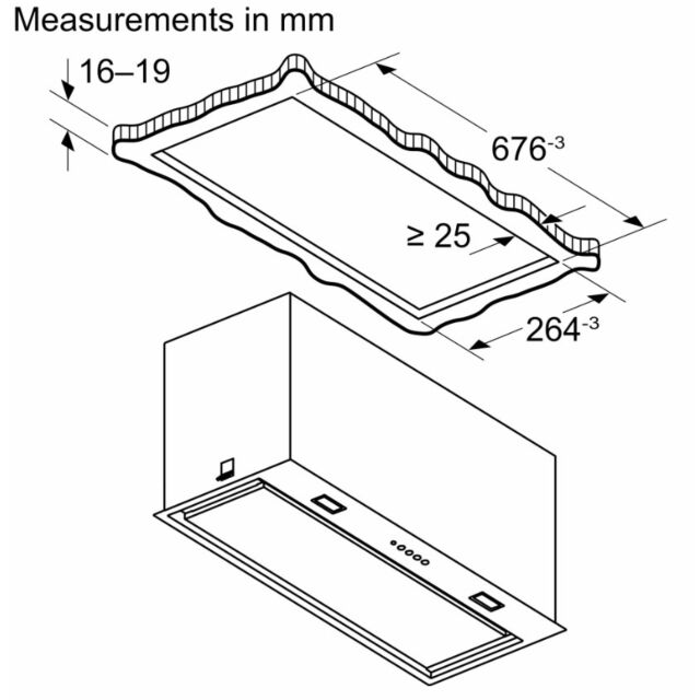 Neff D75NAC1S0B 70cm, 3 speeds + intensive, LED lights. Optional Standard Recirculation Kit Z5135X3