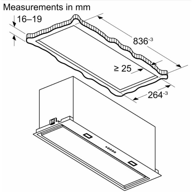 Neff D86NAC1S0B 86cm, 3 speeds + intensive, LED lights. Optional Standard Recirculation Kit Z5135X3