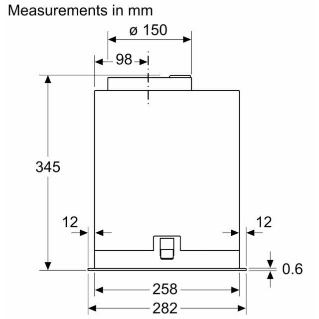 Neff D86NAC1S0B 86cm, 3 speeds + intensive, LED lights. Optional Standard Recirculation Kit Z5135X3