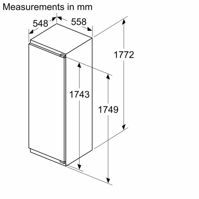Neff KI1812FE0G N 50, Built-in fridge, 177.5 x 56 cm, flat hinge