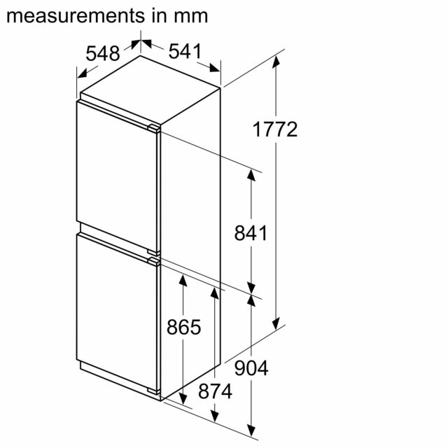 Neff KI7851FE0G N 30, Built-in fridge-freezer with freezer at bottom, 177.2 x 54.1 cm, flat hinge