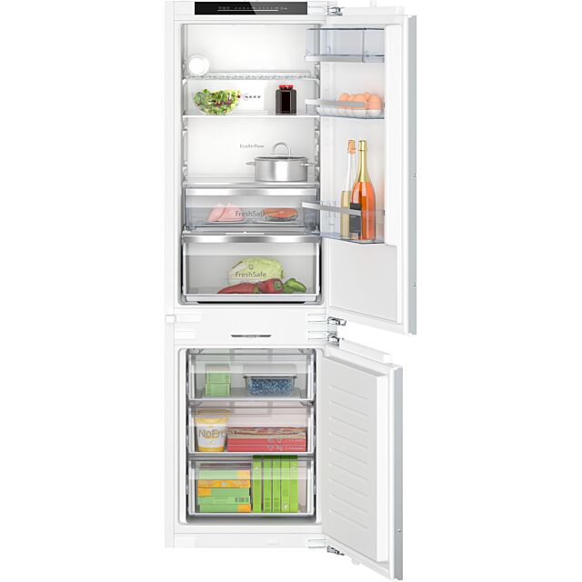 Neff KI7863DD0G N 70, Built-in fridge-freezer with freezer at bottom, 177.2 x 55.8 cm, soft close flat hinge