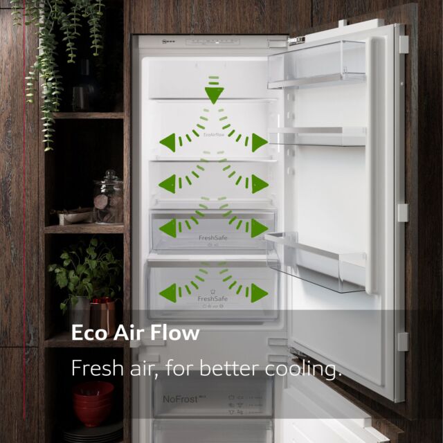 Neff KI7961SE0G N 30, Built-in fridge-freezer with freezer at bottom, 193.5 x 54.1 cm, sliding hinge