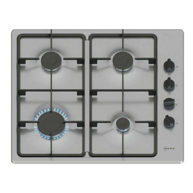 Neff T26BKP6N0 60cm, 4 burners, 2 Cast iron finish supports, new standard sword dials, Side control