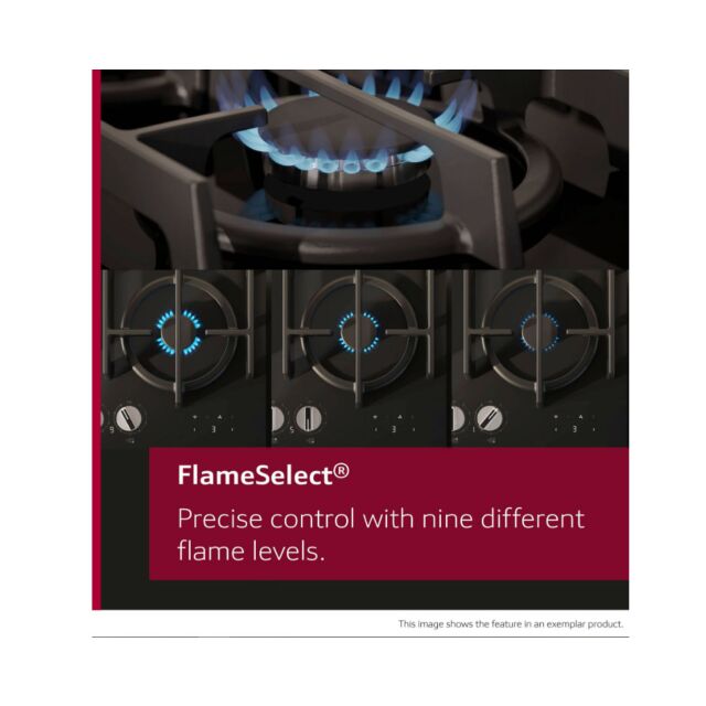 Neff T26CIP8S0 60cm, 4 burner, Optimised FlameSelect, 2 Dishwasher suitable cast iron pan supports, 
