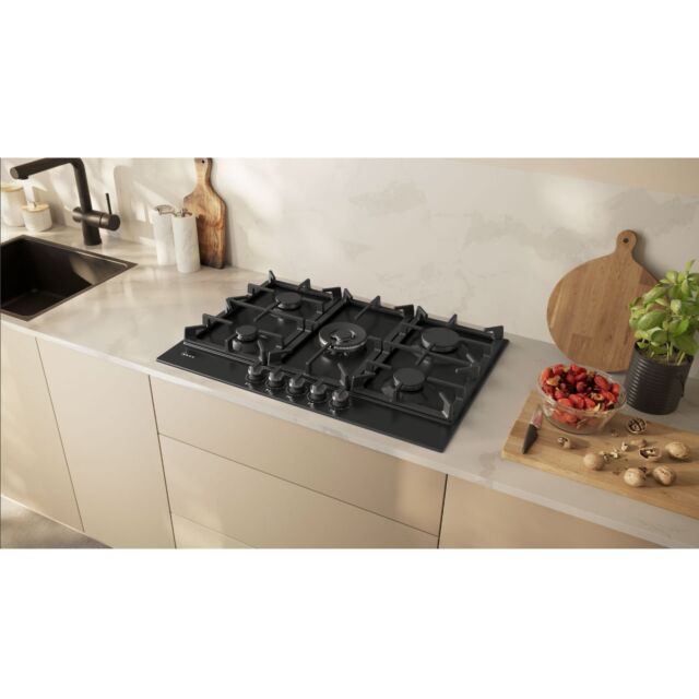 Neff T27CIQ8S0 N 70, Gas hob, 75 cm, Enamel, Black