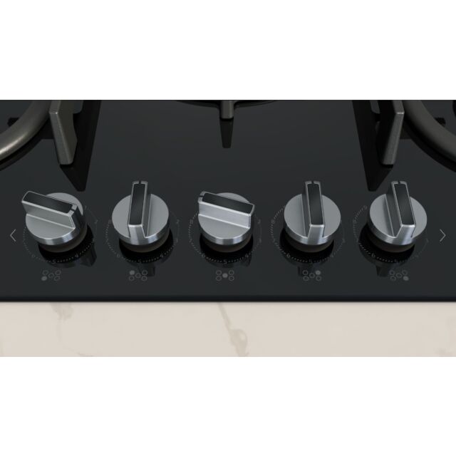 Neff T27PIQ4S0 75cm Black Tempered Glass, 5 burner, 4.0kW Wok burner, Optimised FlameSelect, 5 Dishw