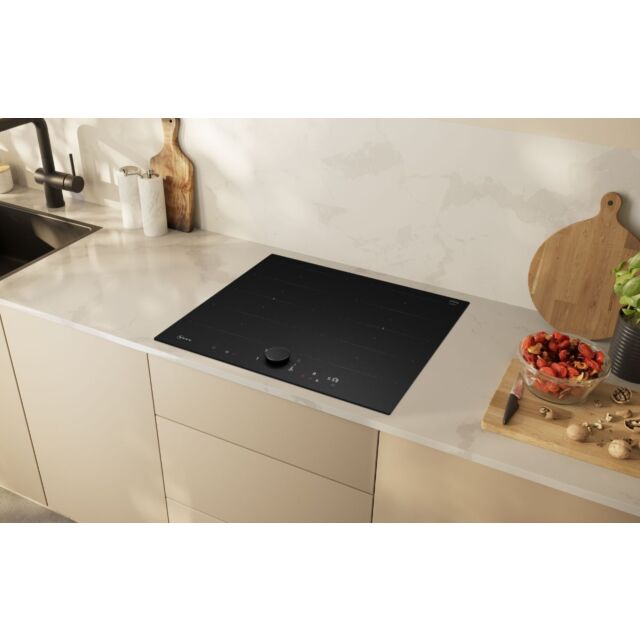 Neff T66NUX4A0 60cm Flex Induction Hob, Matt Black Design glass, Red/White Display, Anthracite Grey 