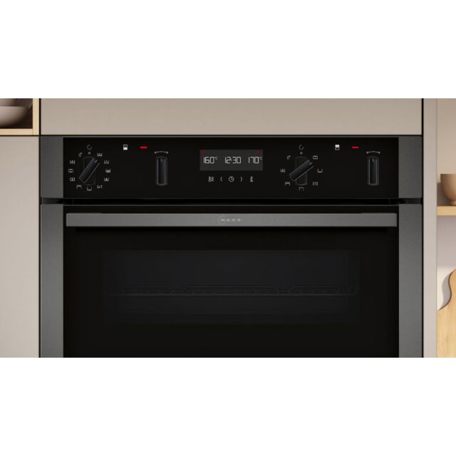 Neff U2ACH7AG7B CircoTherm Main oven, 8 functions, 2nd oven 4 functions. Electronic, LCD display and
