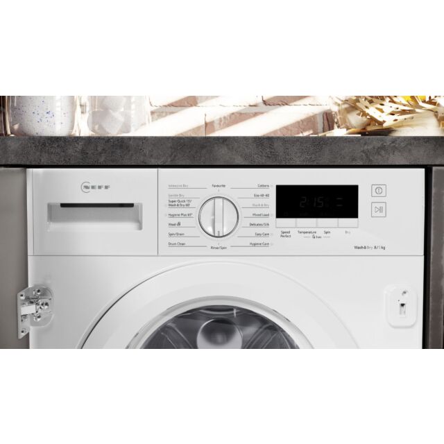 Neff V8340X0GB Capacity 8Kg/5Kg, 1400Rpm, Time Delay / Time Remaining, White Door