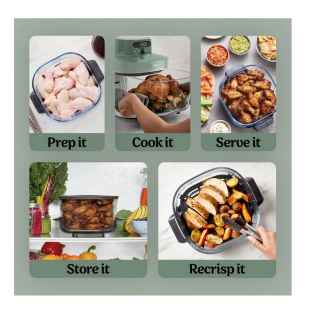 Ninja AS090UKGN Crispi Pro 5-In-1 Glass Air Fryer - Green