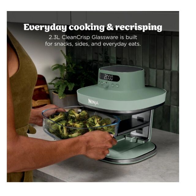 Ninja AS090UKGN Crispi Pro 5-In-1 Glass Air Fryer - Green