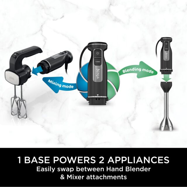 Ninja CI090UK Ninja Foodi 2-In-1 Hand Blender + Mixer - Black