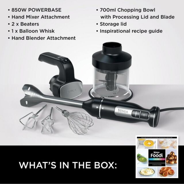 Ninja CI100UK Foodi 3-In-1 Hand Blender, Mixer & Chopper - Black