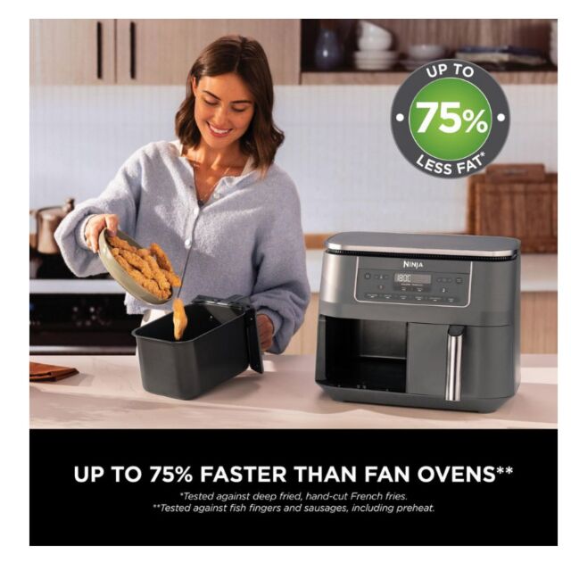 Ninja DZ300UK 7.6 litre 6-in-1 Dual Zone Air Fryer - Gun Metal Grey