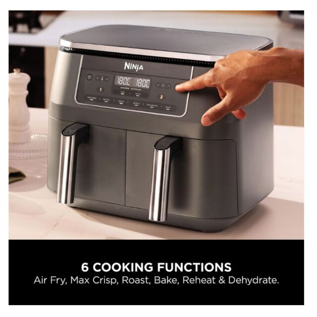 Ninja DZ300UK 7.6 litre 6-in-1 Dual Zone Air Fryer - Gun Metal Grey