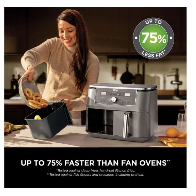 Ninja DZ400UK 9.5 Litre Max 6-In-1 Dual Zone Air Fryer - Gun Metal Grey