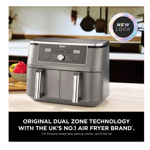 Ninja DZ400UK 9.5 Litre Max 6-In-1 Dual Zone Air Fryer - Gun Metal Grey