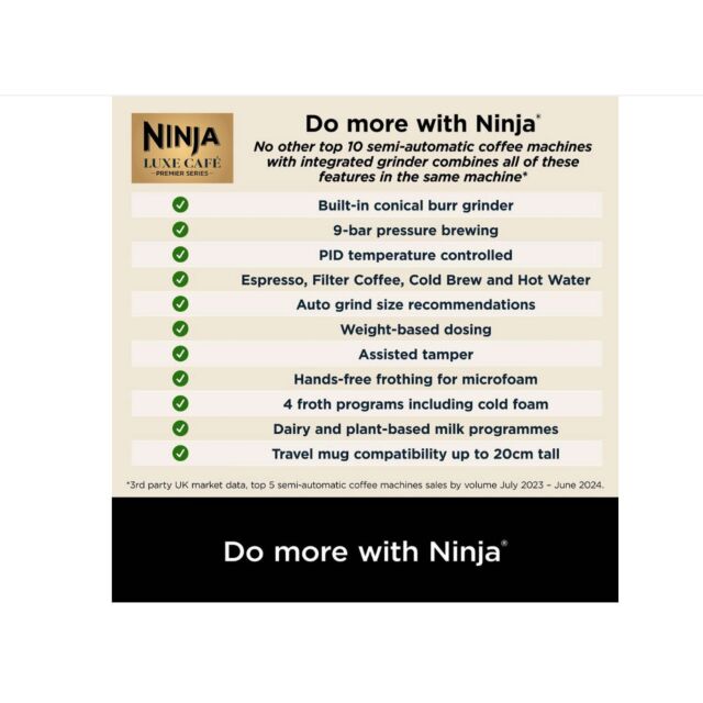 Ninja ES601UKBK Ninja Luxe Caf? Premier Espresso Machine - Midnight Black