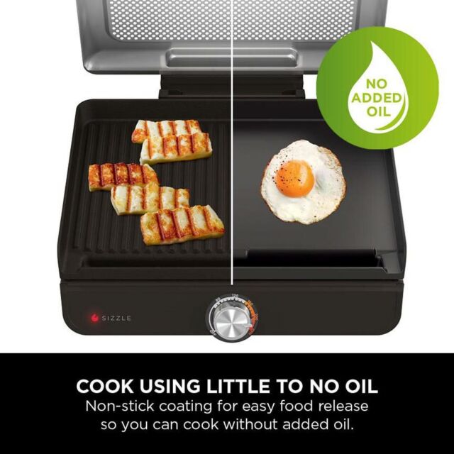 Ninja GR101UK Ninja Sizzle Grill + Flat Plate - Black