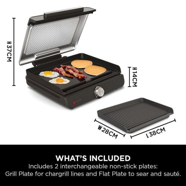 Ninja GR101UK Ninja Sizzle Grill + Flat Plate - Black
