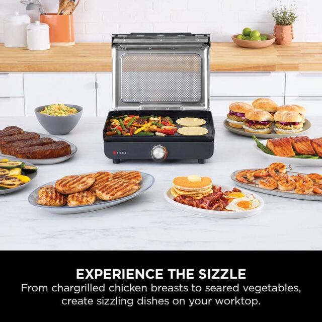 Ninja GR101UK Ninja Sizzle Grill + Flat Plate - Black
