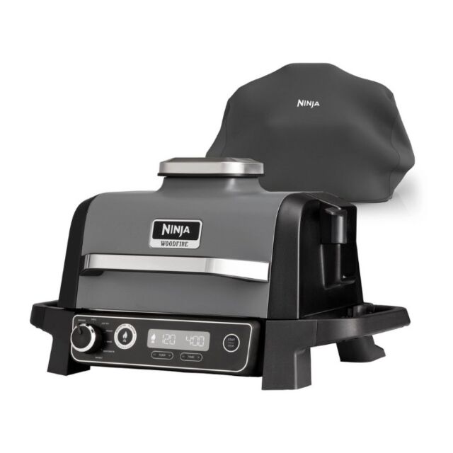 Ninja OG703UK Outdoor Woodfire Electric Bbq Grill & Smoker With Cover - Black