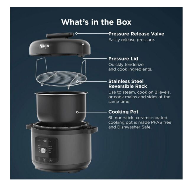 Ninja PC201UK Hyperheat 9-In-1 Pressure & Rice Cooker - Grey/Black
