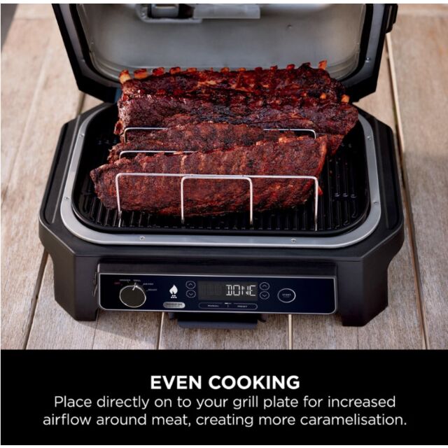 Ninja XSKOGXLRBRKEU Woodfire Xl Electric Bbq Rib Rack - Silver