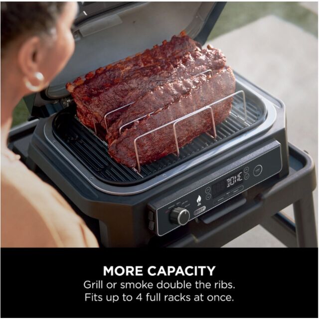 Ninja XSKOGXLRBRKEU Woodfire Xl Electric Bbq Rib Rack - Silver