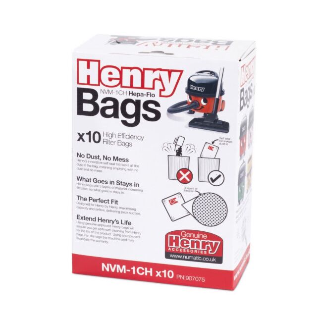 Numatic 907075 Henry HepaFlo Filter Bags - White