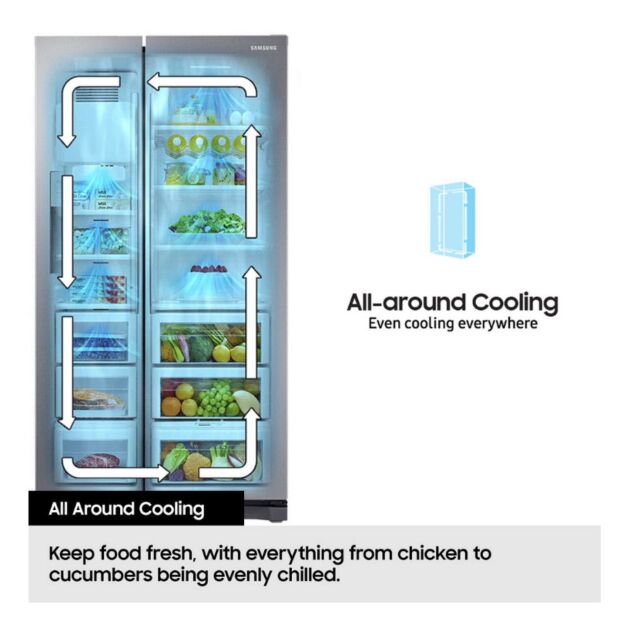 Samsung RS70F64KEFEU 91Cm Side By Side American Fridge Freezer - Black