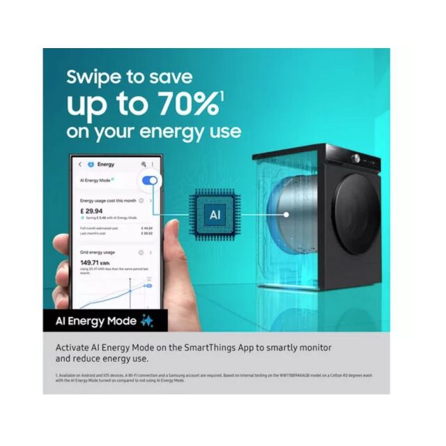 Samsung WW11DG5B25ABEU 11Kg 1400 Spin Washing Machine - Black