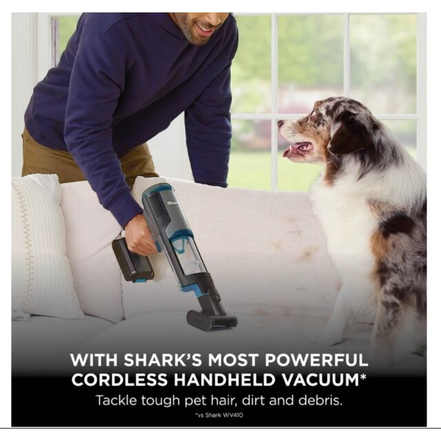 Shark BH102UK PowerBoost Pet Handheld Vacuum - 40 Minutes Run Time - Charcoal with Blue