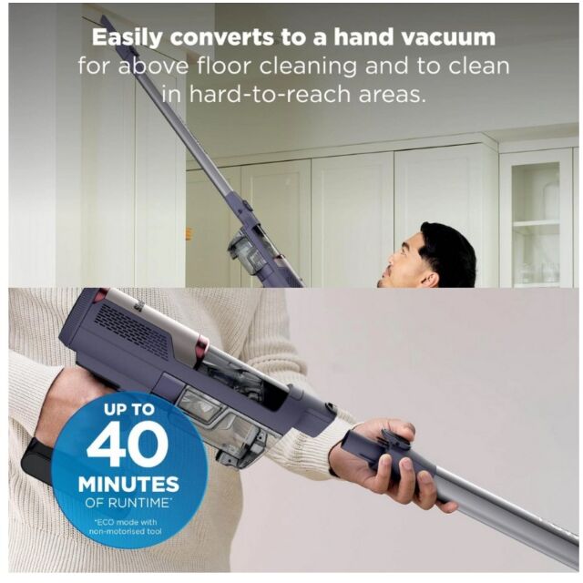 Shark BU3621UKT Cordless Stick Vacuum Cleaner - 40 Minutes Run Time - Glacier Blue