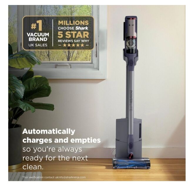 Shark BU3621UKT Cordless Stick Vacuum Cleaner - 40 Minutes Run Time - Glacier Blue