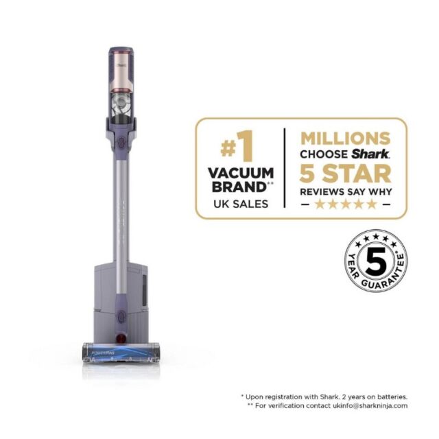 Shark BU3621UKT Cordless Stick Vacuum Cleaner - 40 Minutes Run Time - Glacier Blue