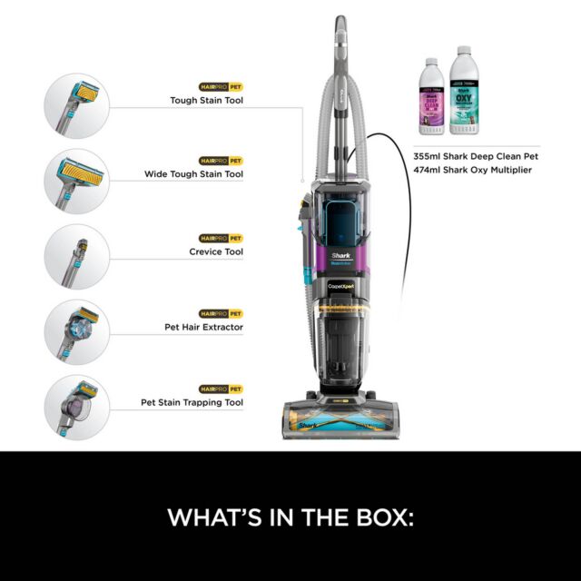 Shark EX300UK Shark CarpetXpert HairPro Pet Deep Carpet Cleaner with Built-In StainStriker - Charcoal