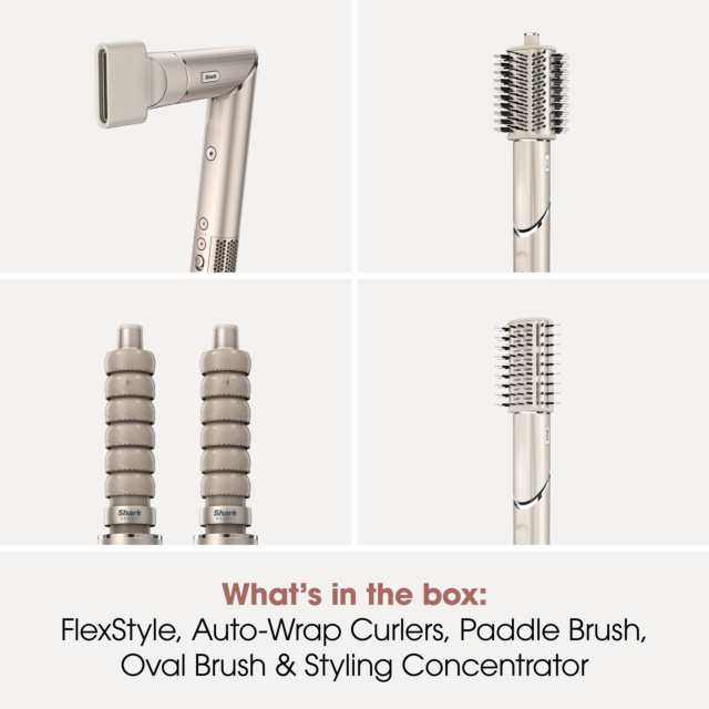 Shark HD436SLUK Flexstyle Air Styler & Hair Dryer For Straight & Wavy Hair - 4 Attachments - Stone