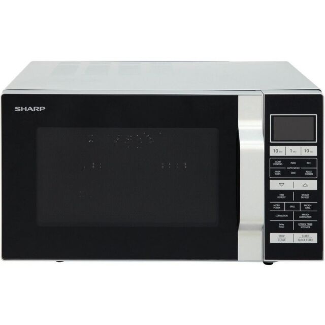 R860SLM Combination Microwave 25 Ltres 900 Watt 1000 Watt Grill 1400W Convection Oven Silver, Flat Bed 