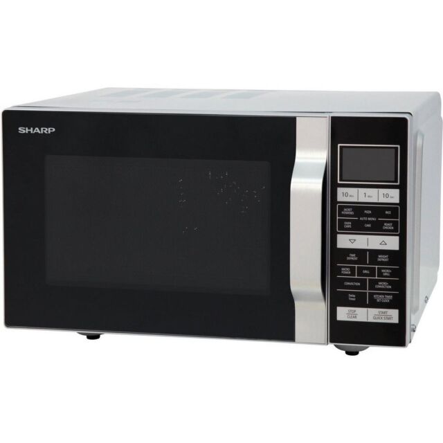 R860SLM Combination Microwave 25 Ltres 900 Watt 1000 Watt Grill 1400W Convection Oven Silver, Flat Bed 