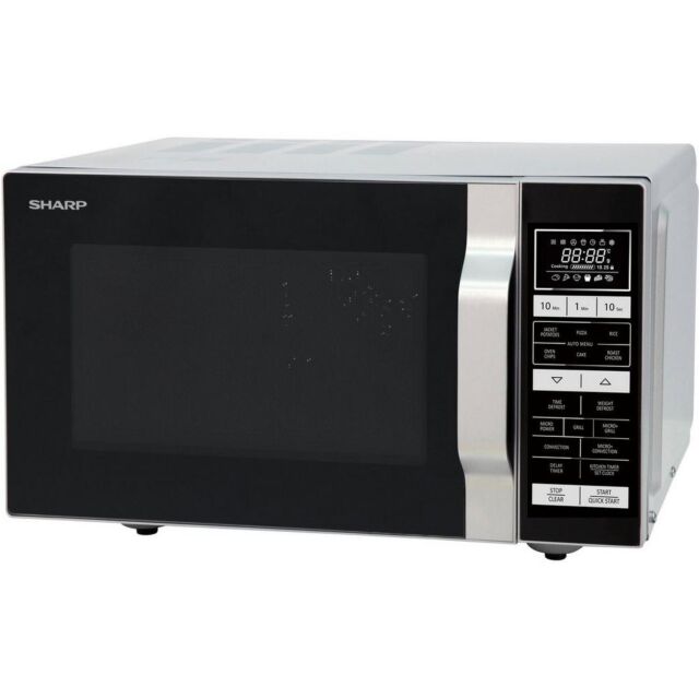 R860SLM Combination Microwave 25 Ltres 900 Watt 1000 Watt Grill 1400W Convection Oven Silver, Flat Bed 