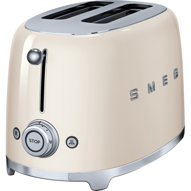 Smeg TSF01CRUK 2 Slice Toaster Retro 50's Style In Cream