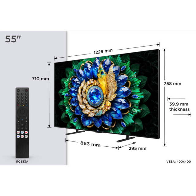 TCL 55A400M-UK 55inch QD-MINI LED TV - Vibrant 55-inch Display