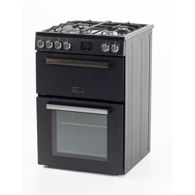 Tesla TMRDF60B 60cm Mini Dual Fuel Range Cooker Black