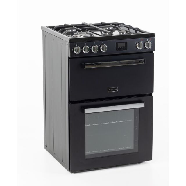 Tesla TMRDF60B 60cm Mini Dual Fuel Range Cooker Black