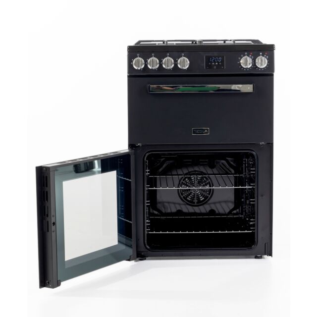Tesla TMRDF60B 60cm Mini Dual Fuel Range Cooker Black