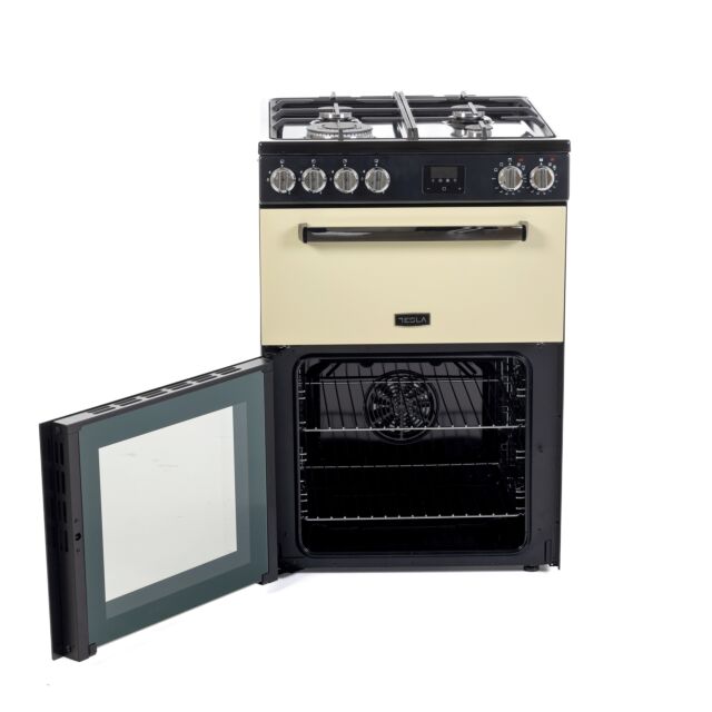 Tesla TMRDF60C 60cm Mini Dual Fuel Range Cooker Cream